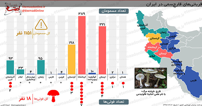 آمارهایی از قربانیان قارچ‌سمی در ایران