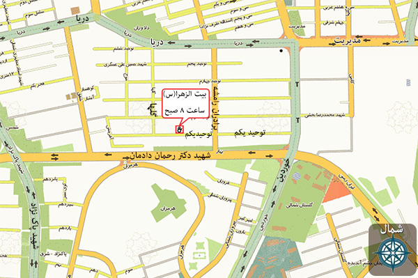 نقشه بیت الزهرا (س) و ساعت سخنرانی حجت اسلام پناهیان