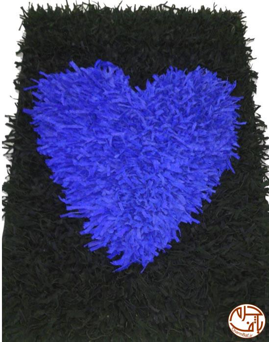 گلیم فرش آبی مشکی- سفارشی قلب
