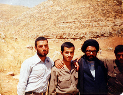 حجت الاسلام پناهیان در کنار فرمانده حزب الله لبنان شهیدسید عباس موسوی - لبنان پایگاه جنتا