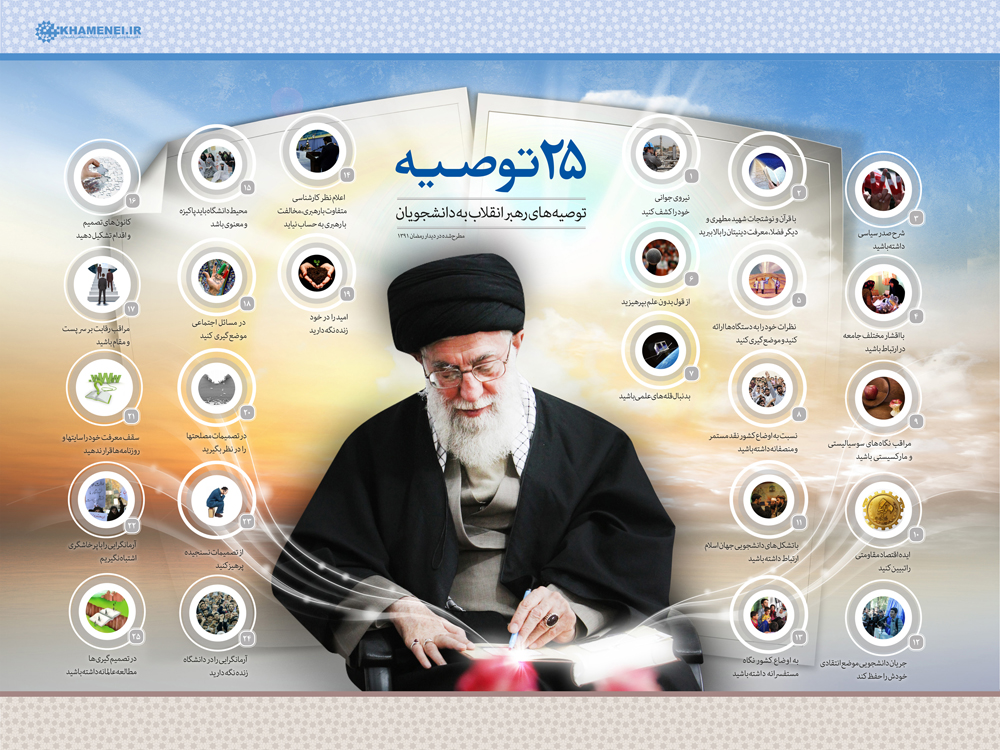 25 توصیه از مقام معظم رهبری به دانشجویان