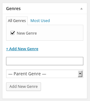 Wordpress Custom Taxonomy New Genre
