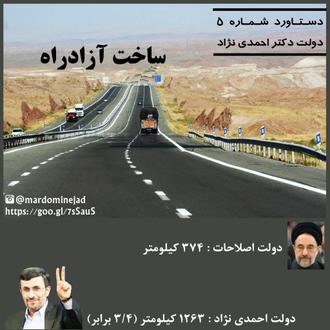 دستاورد احمدی نژاد راه سازی