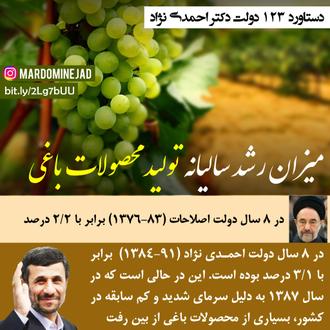 دستاورد احمدی نژاد محصولات باغی