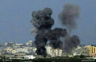 تصویر دود در اسمان یمن بر اثر بمباران وطراحی نقاش لهستانی 