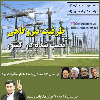 دستاورد احمدی نژاد تولید برق