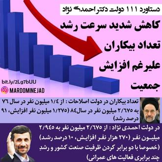 خدمات احمدی نژاد کاهش رشد تعداد بیکاران