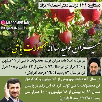 دستاورد احمدی نژاد محصولات باغی