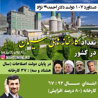 خدمات احمدی نژاد کارخانه سیمان