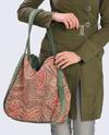 کیف های پارچه ای تولیدی پوشاک شیما مدل سارا طرح بته جقه سبز
