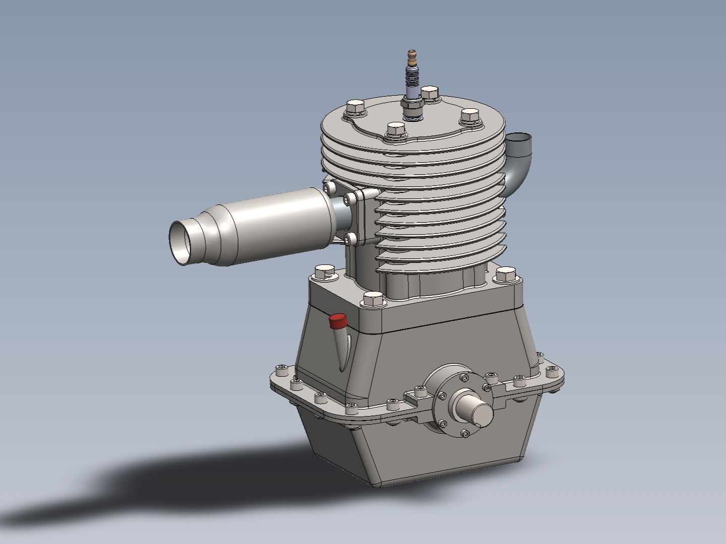 مدل سه بعدی موتور تک سیلندر