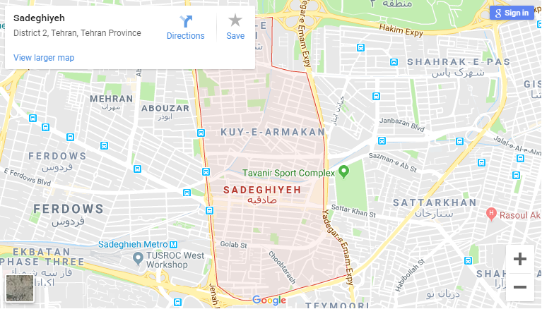 نقشه صادقیه تهران