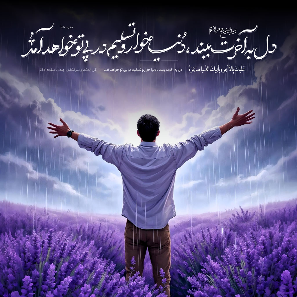 دل به آخرت ببند ، دنیا خوار و تسلیم در پی تو خواهد آمد