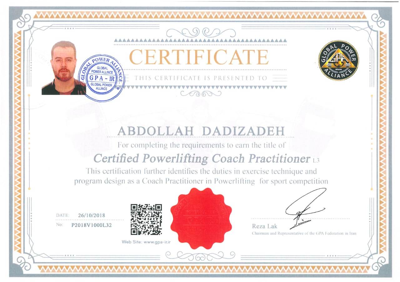 abdollah dadizadeh certified powerlifting coach practitioner