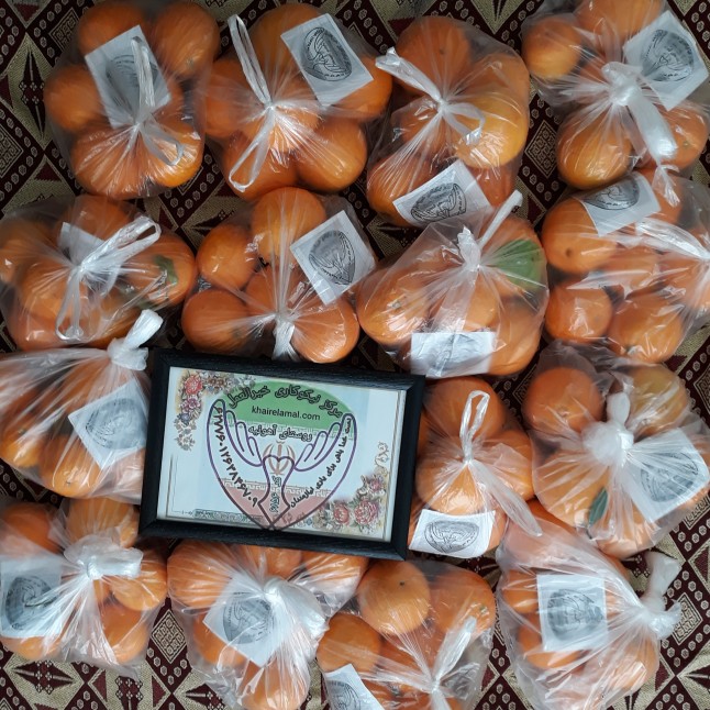 اهدای ۱۵ بسته میوه پرتقال به مرکز نیکوکاری خیرالعمل آهوئیه
