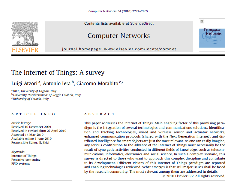 ترجمه مقاله The Internet of Things: A survey 2010