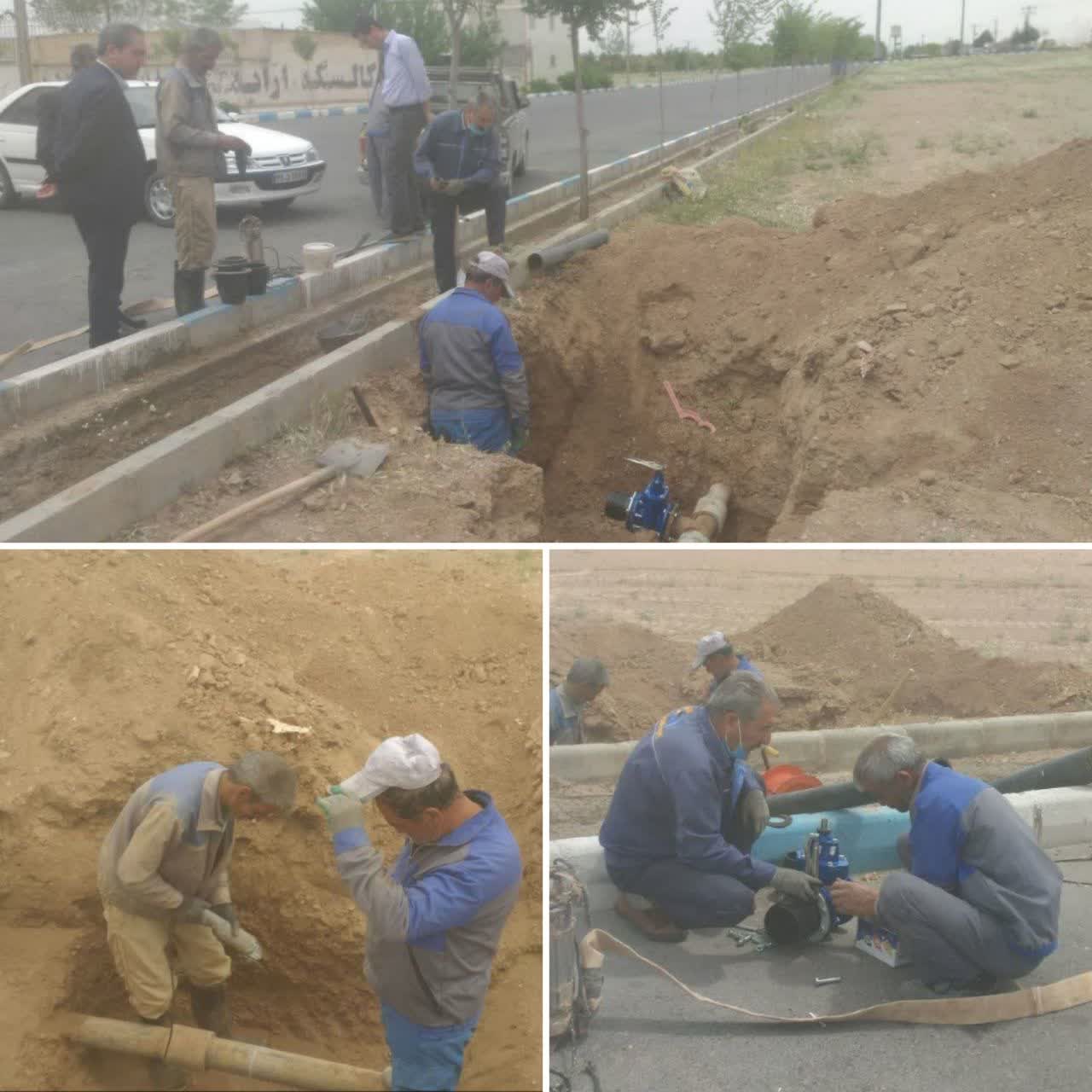 نصب شیر هیدرانت آتش نشانی در خیابان امنیت با همکاری اداره آبفا وزوان