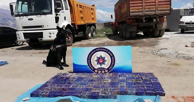 کشف محموله هروئین از تریلی ایرانی توسط سگ پلیس ترکیه