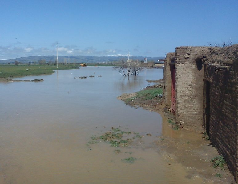 بارش باران بهاری موجب آبگرفتگی برخی روستاهای بخش شد؛