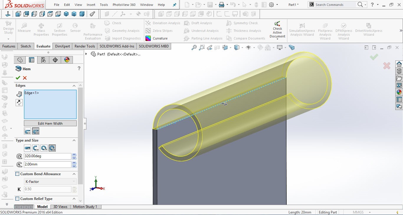 آموزش دستور Solidworks Hem در محیط ورقکاری سالیدورکز