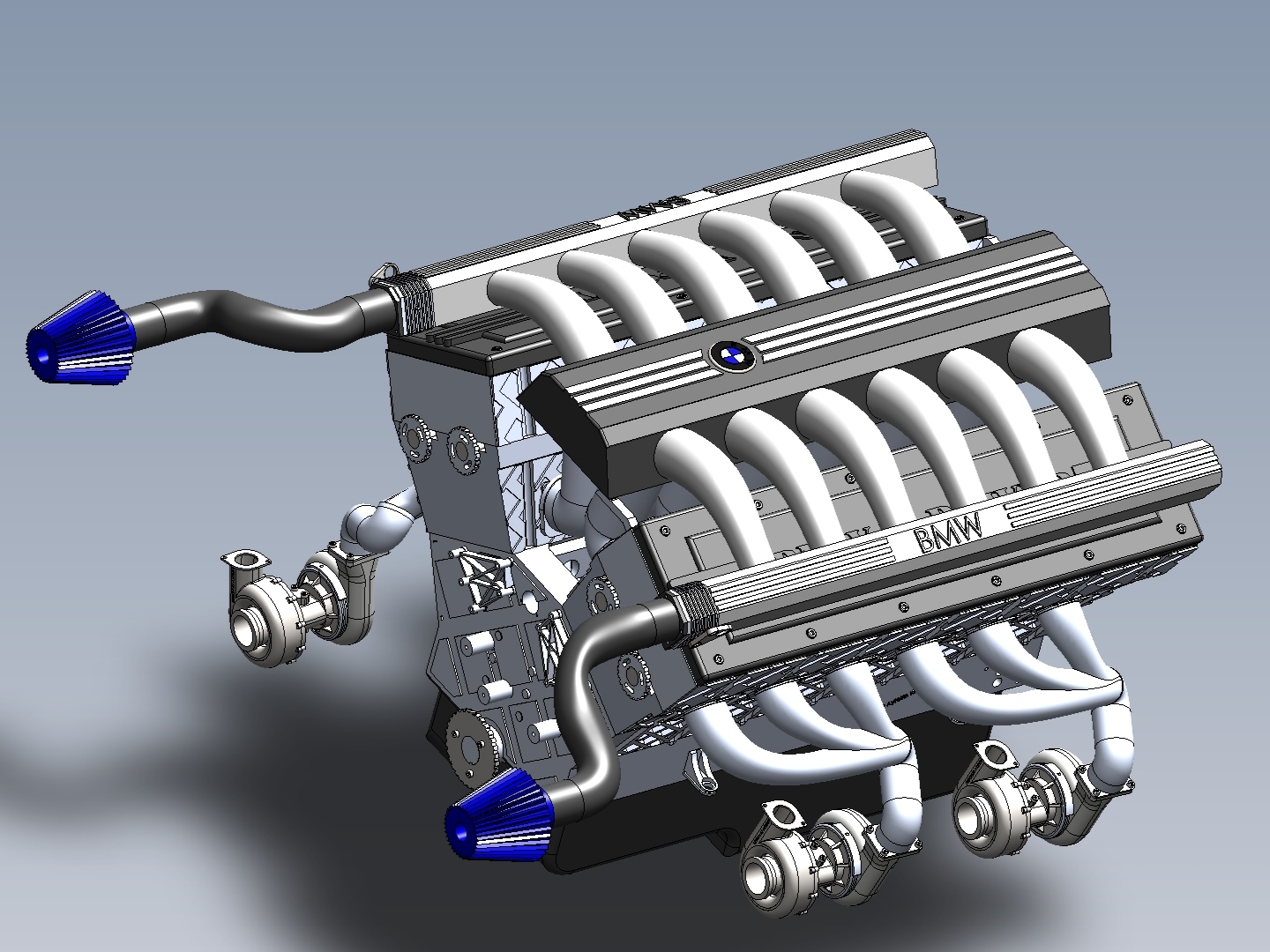 مدل سه بعدی موتور دوازده سیلندر خورجینی