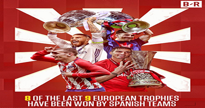 تسلط ماتادورها بر فوتبال اروپا با 8 قهرمانی در لیگ و لیگ قهرمانان اروپا