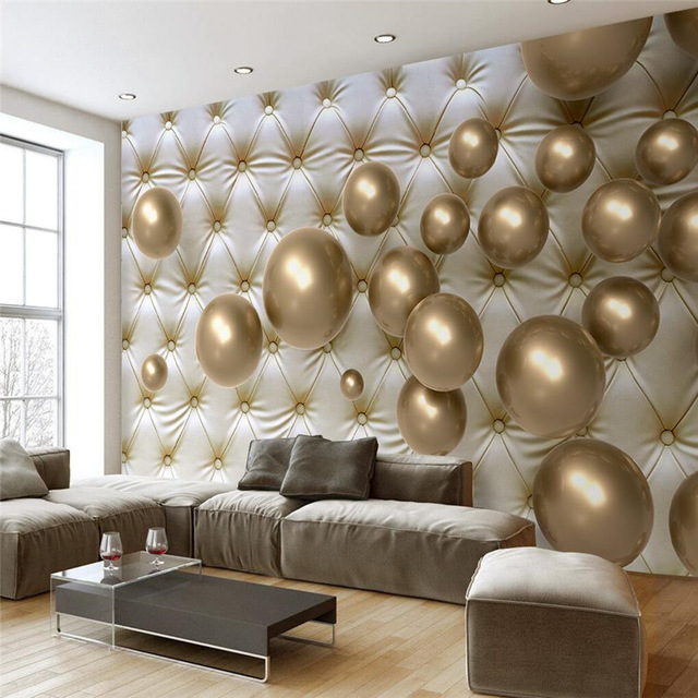 کاغذ دیواری سه بعدی طرح توپ های طلایی