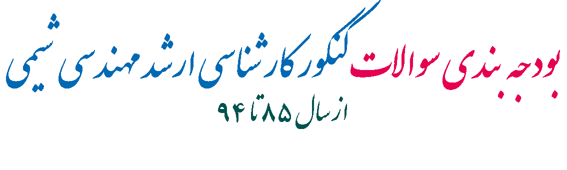 بودجه بندی سوالات کنکور کارشناسی ارشد ی شیمی از سال 85 تا 94 بودجه بندی سوالات کنکور کارشناسی ارشد ی شیمی از سال 85 تا 94