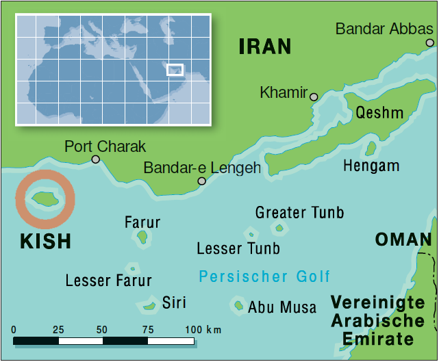 موقعیت جزیره کیش در خلیج فارس