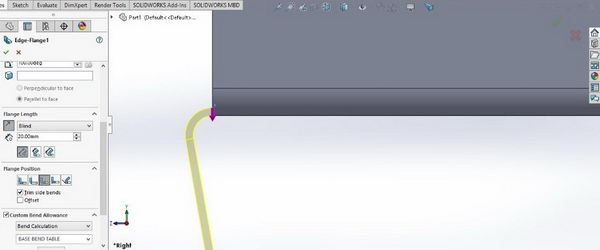 لبه درست کردن با استفاده از دستور Solidworks edge flange