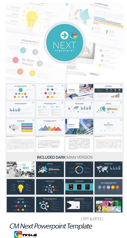 دانلود قالب آماده و حرفه ای پاورپوینت به همراه بک گراند های متنوع - CM Next Powerpoint Template