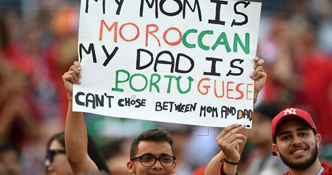 تصویری جالب از هواداری که مادری مراکشی و پدری پرتغالی دارد