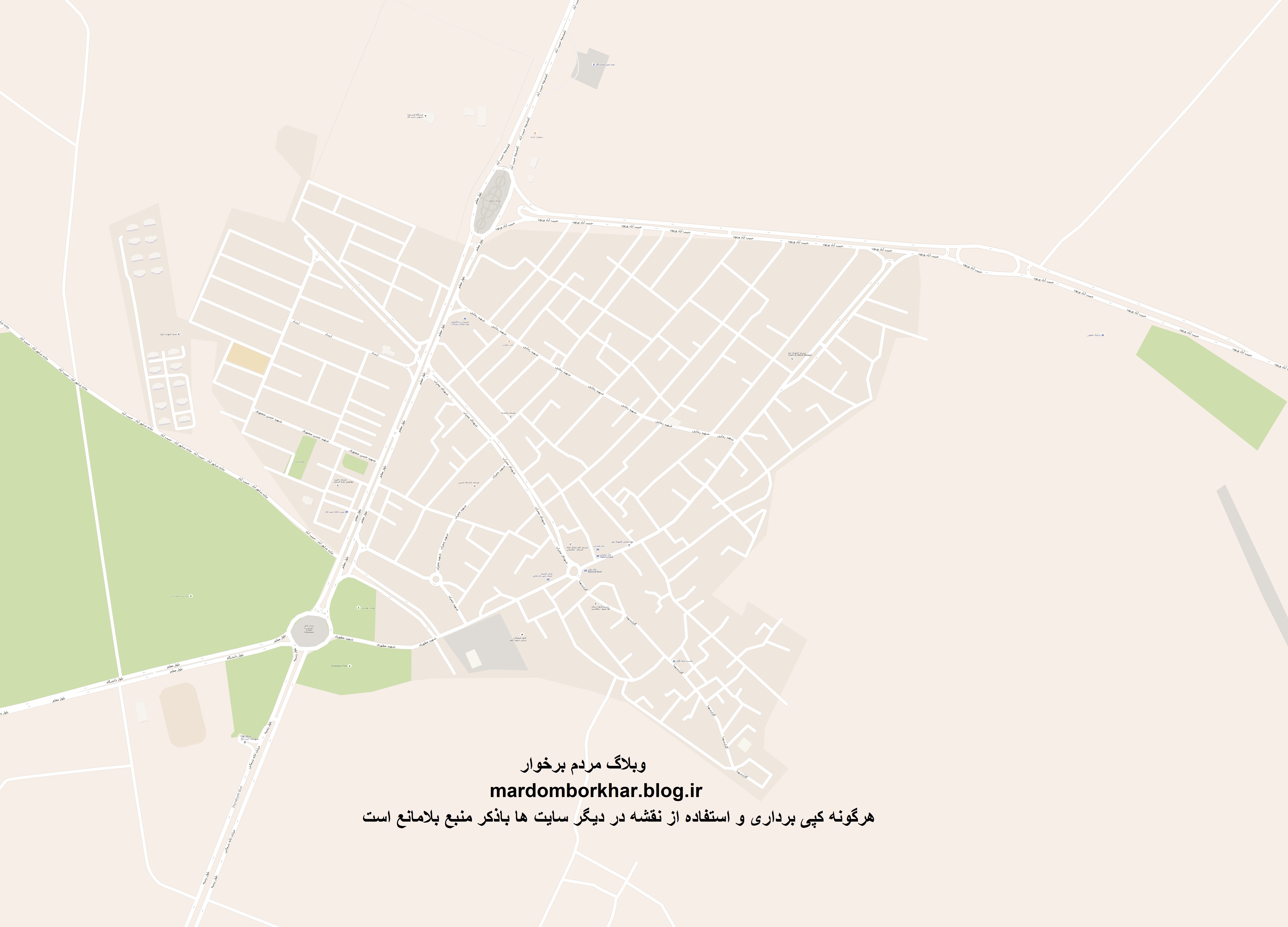 نقشه حبیب آباد برخوار