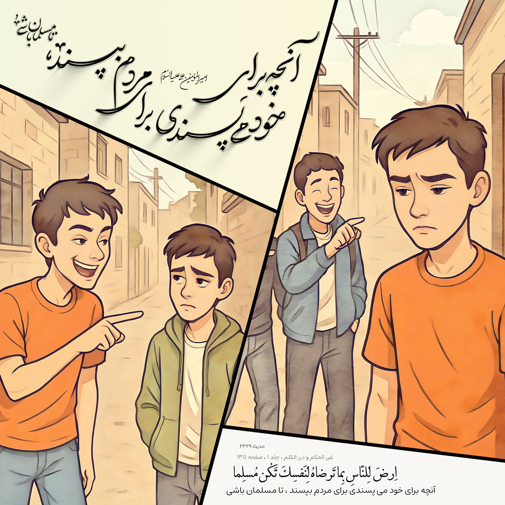 آنچه براى خود مى پسندى براى مردم بپسند ، تا مسلمان باشى