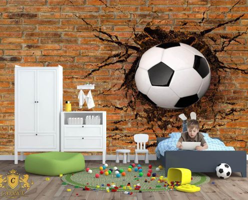 کاغذ دیواری سه بعدی اتاق کودک طرح توپ فوتبال