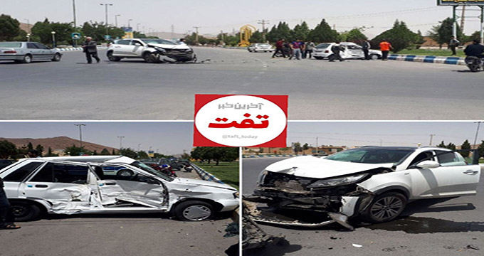 عکس/ تصادف شدید دو خودرو در تفت یزد