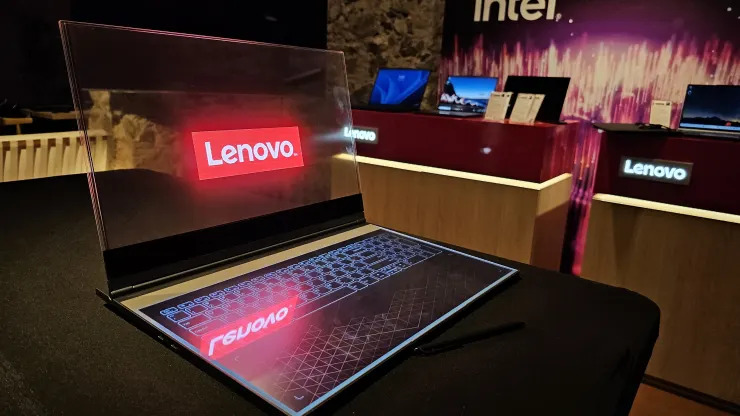 سینا جهانبخش - شرکت فناوری چینی Lenovo یک لپ‌تاپ با صفحه نمایش شفاف را به نمایش می‌گذارد