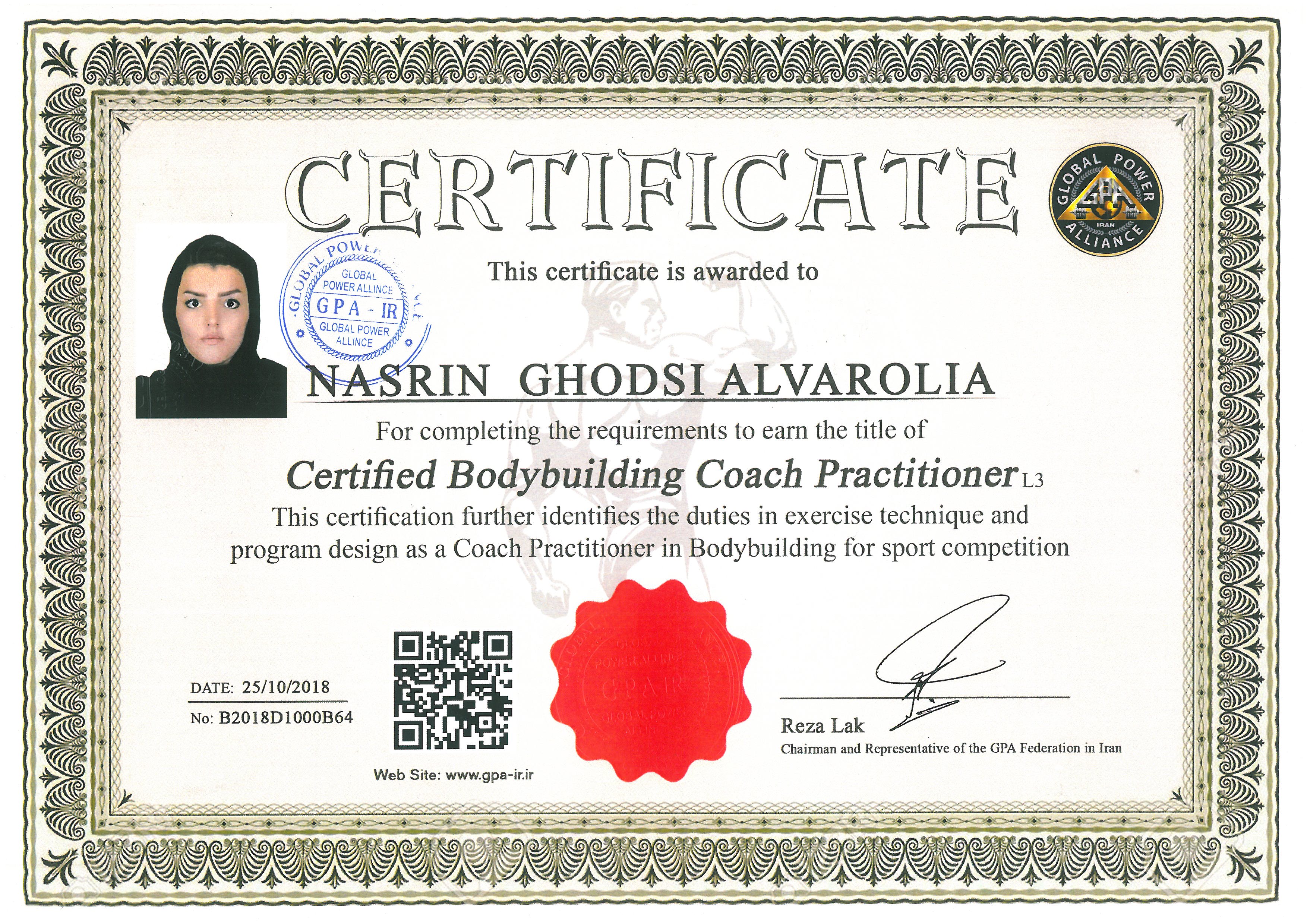 nasrin ghodsi alvarolia certified bodybuilding coach practitioner