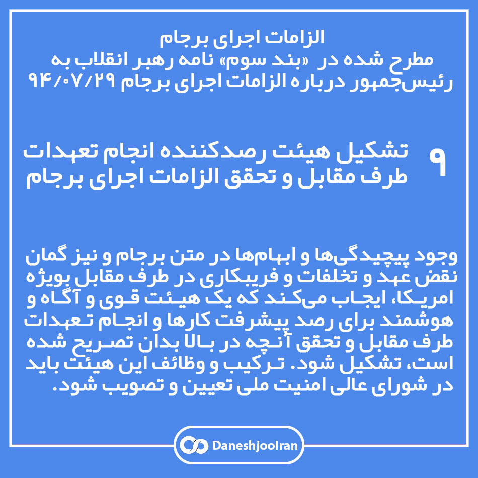 الزامات اجرای برجام