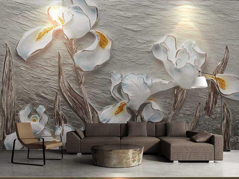 کاغذ دیواری برجسته طرح گل های پژمرده