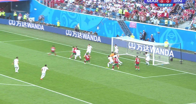 هجوم مراکش در ابتدای بازی با ایران در جام جهانی
