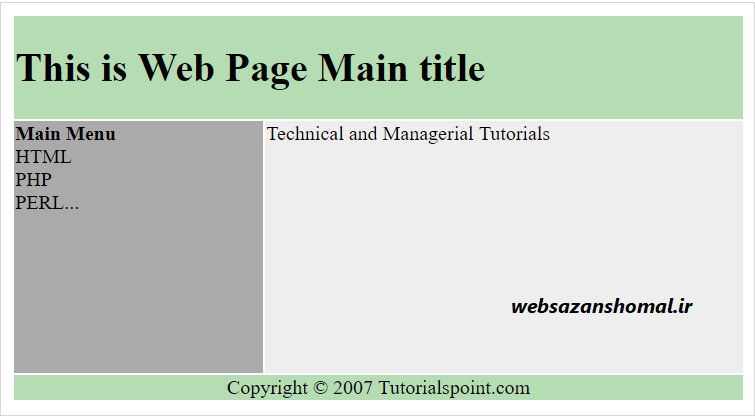 چیدمان صفحه وب در html