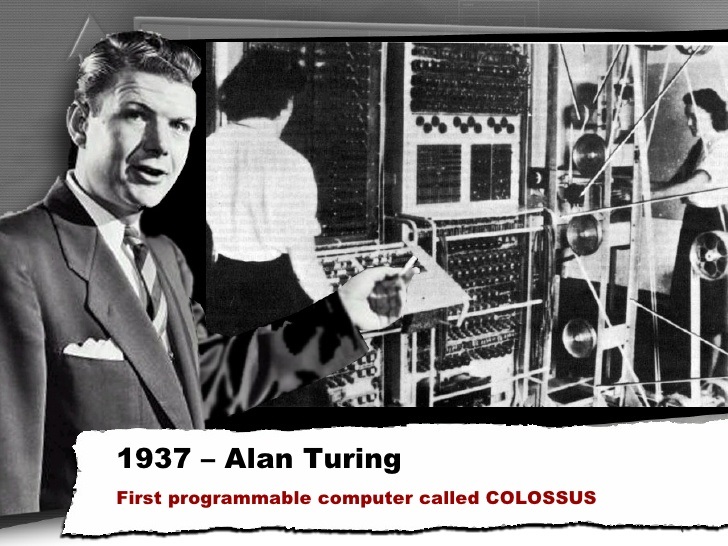 آلن تورینگ در کنار کامپیوتر کونوسوس