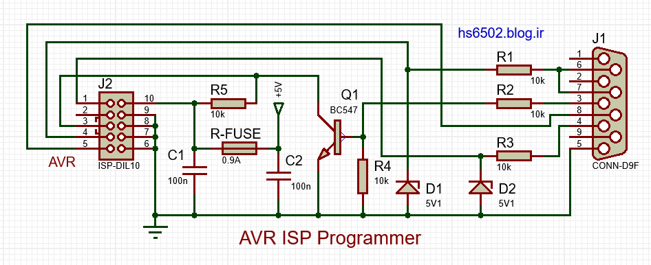نقشه مدار پروگرامر AVR ISP