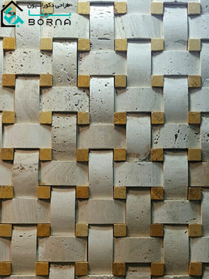 سنگ آنتیک کرمی بافت با مربع های کوچک قهوه ای