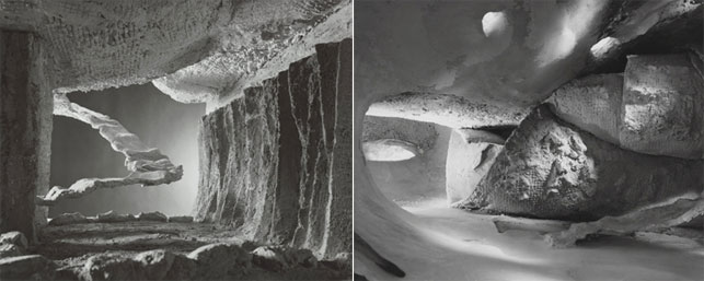 Interior views of the Endless House model Frederick Kiesler built in 1959