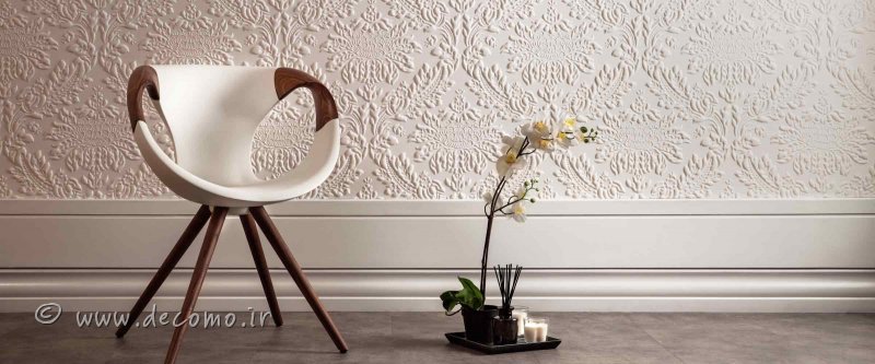 کاغذ دیواری برجسته سلطنتی سفید با گل های ریز