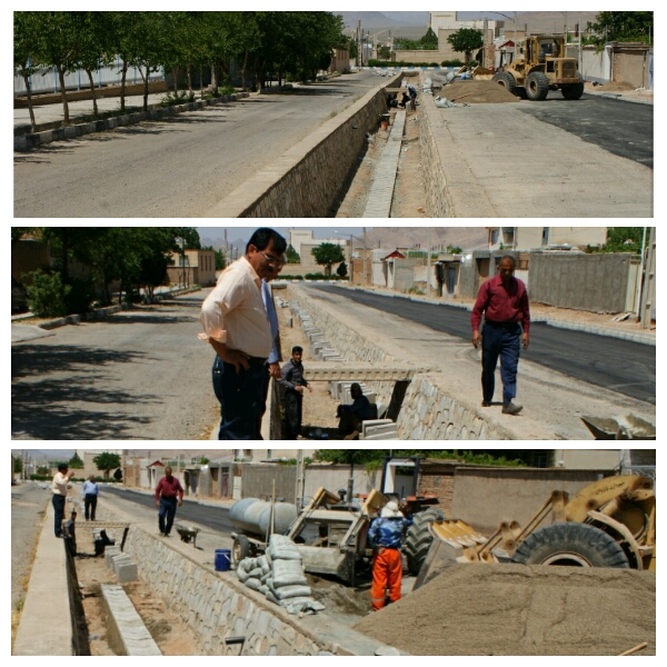 اجرای عملیات مقاوم سازی و اصلاح کف کانال دفع آبهای سطحی خیابان جهاد