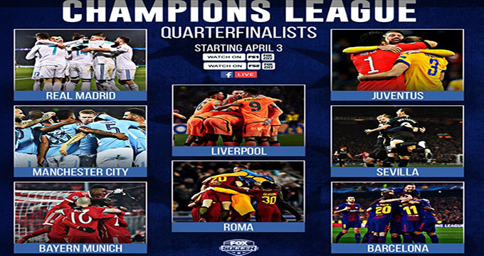 8 تیم حاضر در یک‌چهارم نهایی لیگ قهرمانان اروپا
