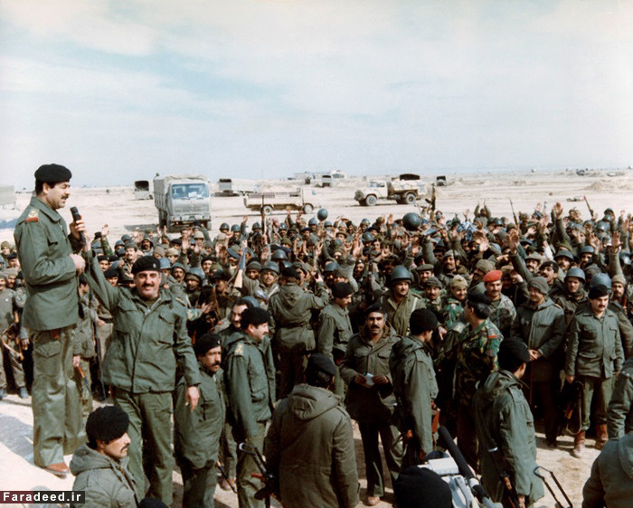 سخنرانی صدام برای سربازان عراقی